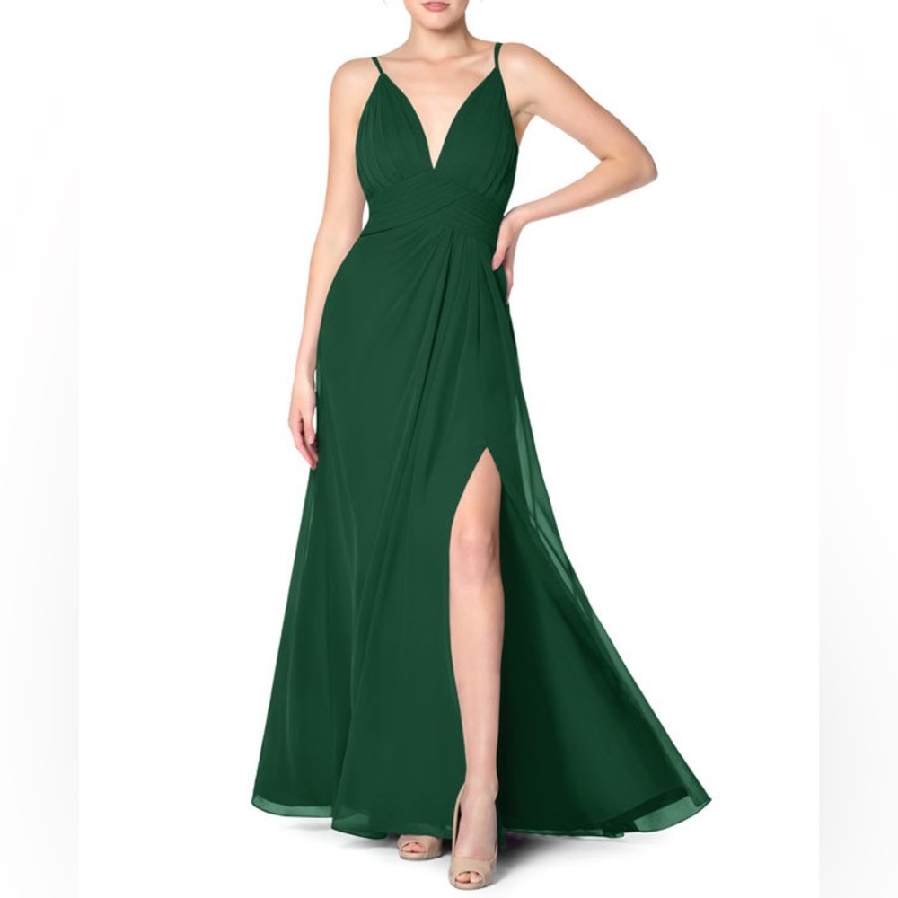 Azazie Maren Allure Dark Green Dress, Size 4